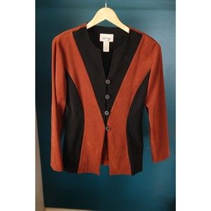 Vintage 90s STREAMLINED Minimalist Chocolate Brown & Black Faux Suede Button 10